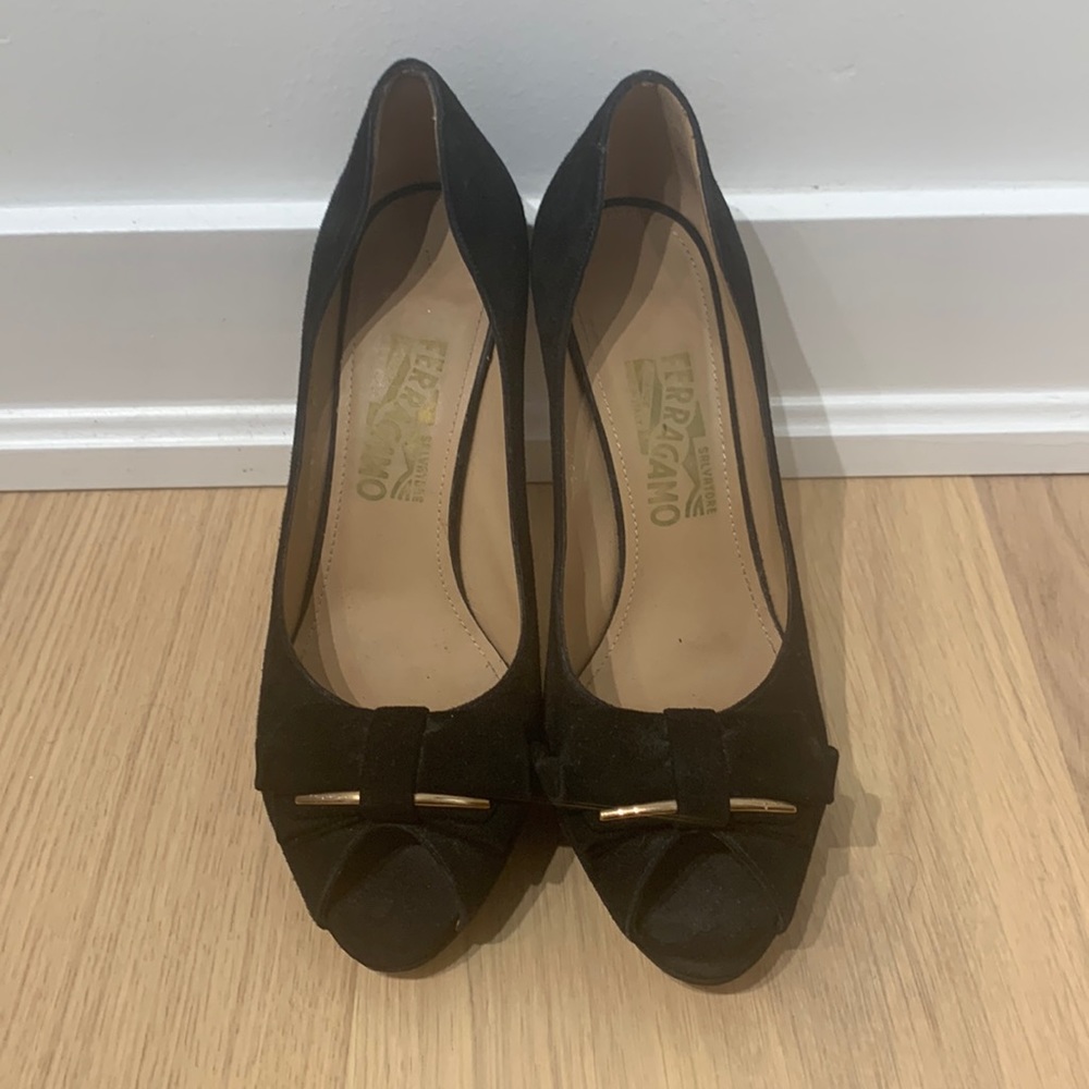 Ferragamo peep toe pumps